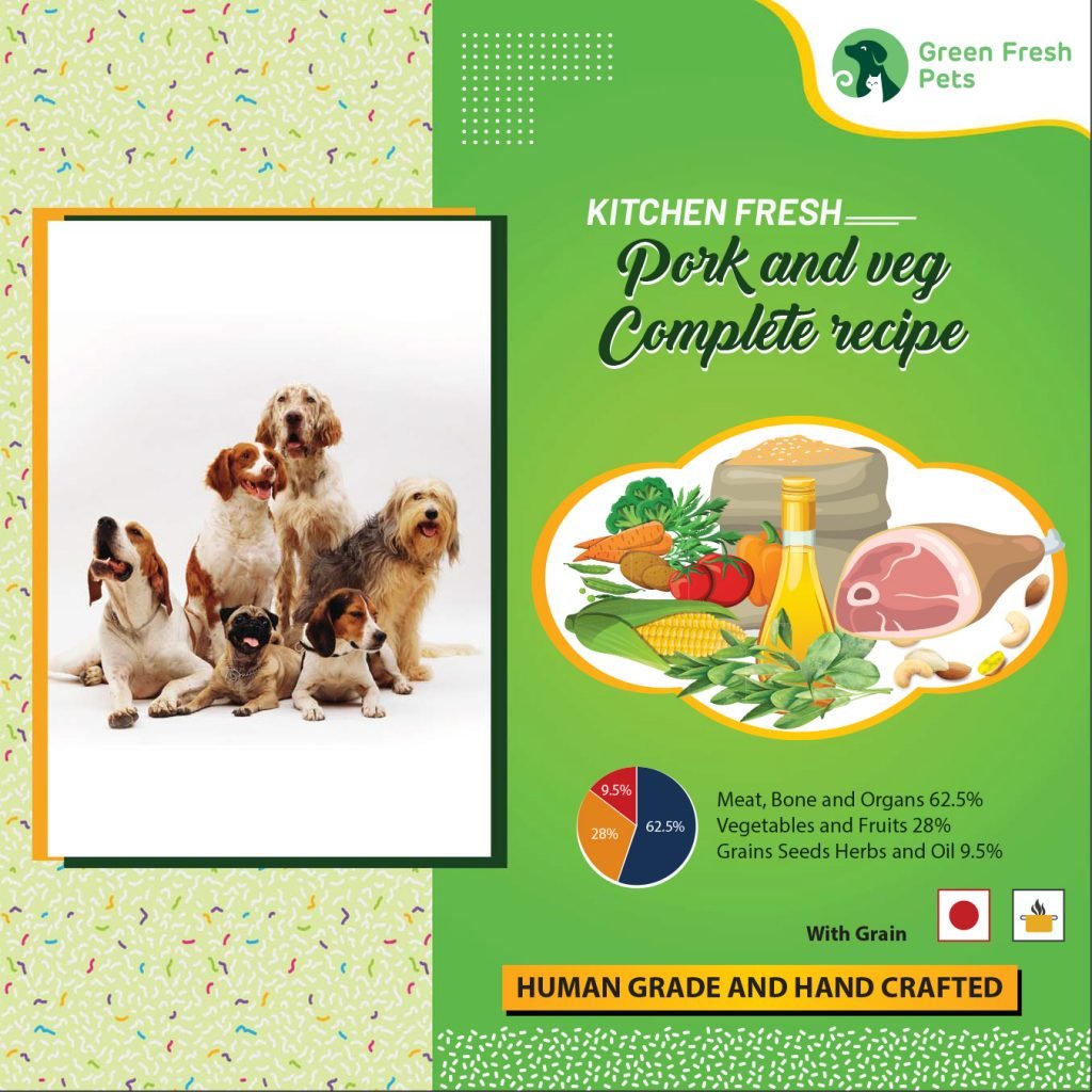 Pork and Veg Complete Dog Food With Grain Green Fresh Pets Natural