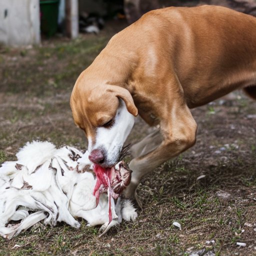 Dog eating Goat Meat