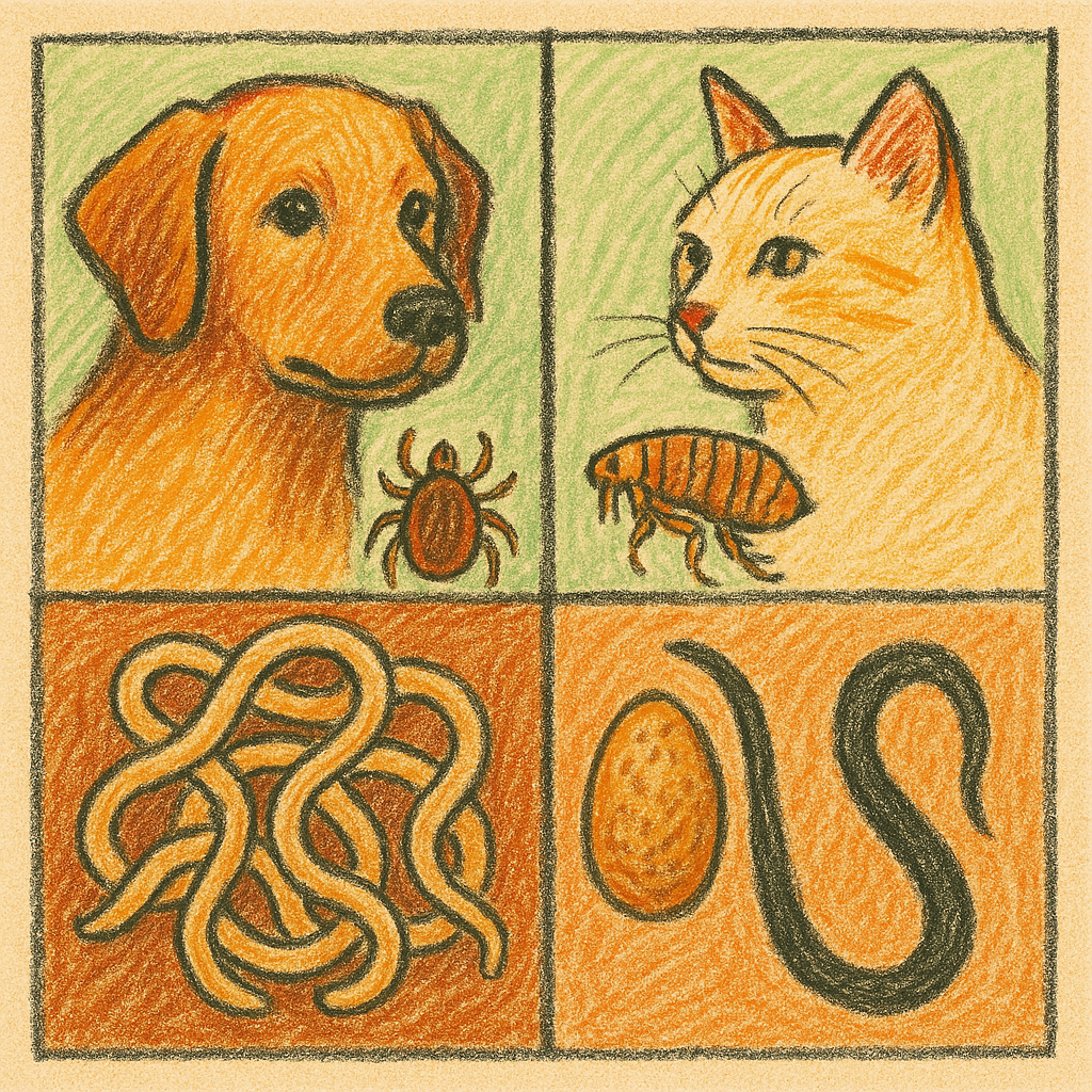 Collage of parasites found in dogs and cats